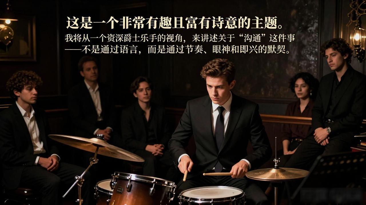 这是一个非常有趣且富有诗意的主题。我将从**一个资深爵士乐手**的视角，来讲述关于“沟通”这件事——不是通过语言，而是通过节奏、眼神和即兴的默契。