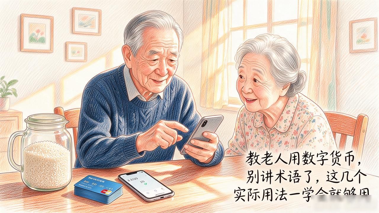 教老人用数字货币，别讲术语了，这几个实际用法一学会就够用