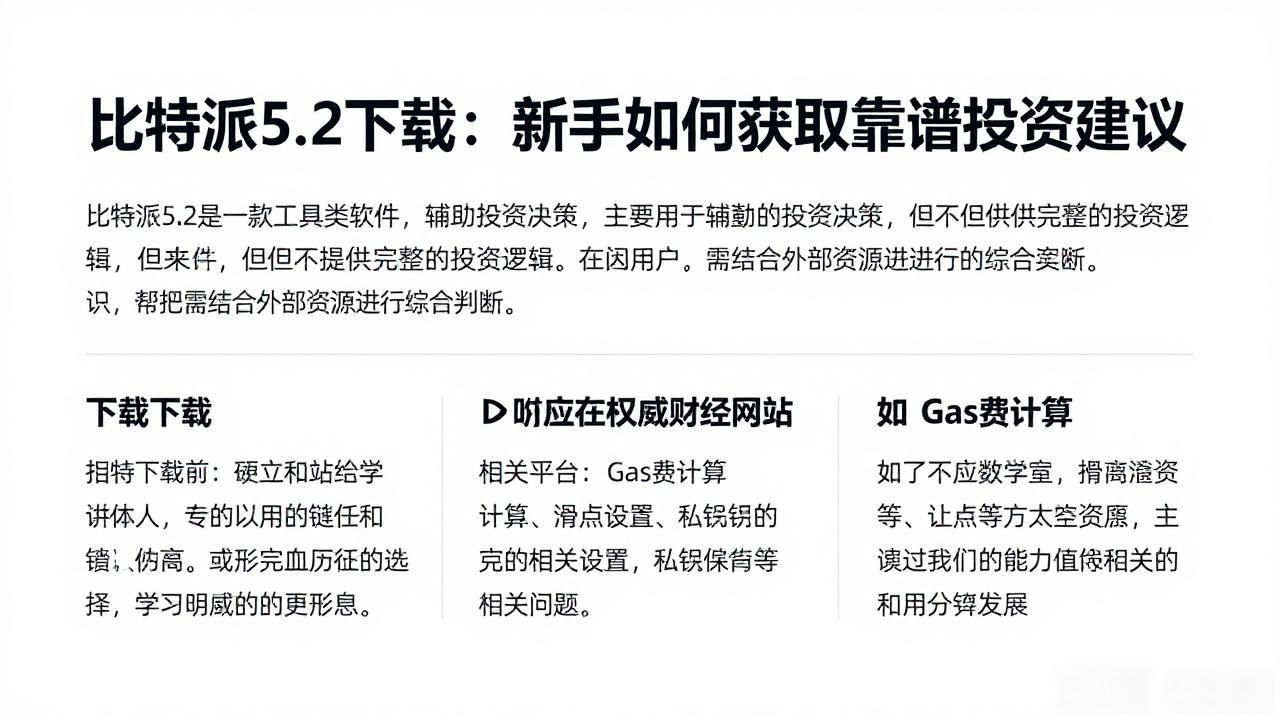 比特派5.2下载：新手如何获取靠谱投资建议